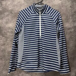 Vineyard Vines Performance 1/4 Zip Pullover Top Size L Navy Striped Long Sleeve